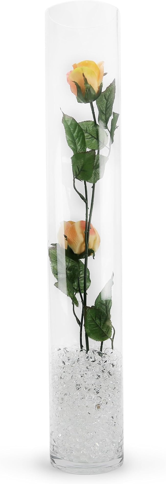 WGVI Quality Thick Weighted Tall Clear Cylinder Glass Vases, 4" W x 24" H, Flower Arrangement Floating Candle Holders Wedding Centerpieces Event Floral Container Tabletop Display Décor, 1 Piece