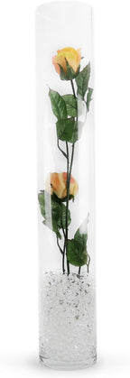WGVI Quality Thick Weighted Tall Clear Cylinder Glass Vases, 4" W x 24" H, Flower Arrangement Floating Candle Holders Wedding Centerpieces Event Floral Container Tabletop Display Décor, 1 Piece