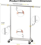 Clothing Garment Rack Capacity 550LBS Rolling Clothes Rack on Wheels - Heavy Duty Commercial Storage Organizer - Mobile Clothes Rack with Multifunctional Design (Silver)