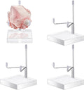 Suzile 4 Pcs Adjustable Metal Arm Display Stand Easel with Acrylic Base Rock Display Easel Holder Acrylic Crystal Clear Plate Stand for Geodes Mineral Agate(Silver,2.8 x 2.8 x 4 Inch)