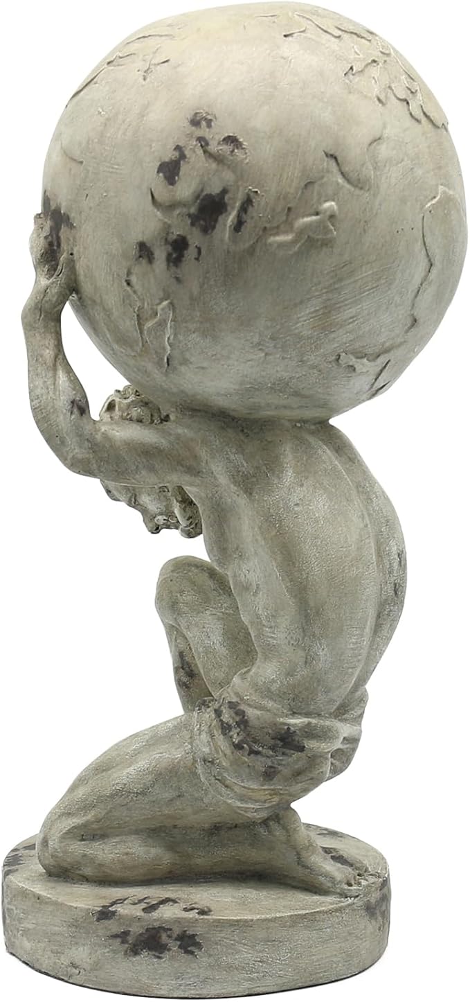 Lukitas Atlas Holding Up World Statue and Sculpture, Lifting The Earth Figurine Decor, Creative Ornament for Home Office Living Room, Resin 11.5''