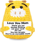 Positive Crochet Animals Giraffe with Positive Card Birthday for Women Her Daughter Friend, Handmade Emotional Support Crochet Giraffe for Thanksgiving Basket Home Decor