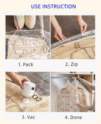 Hanging Vacuum Storage Bags 6 Pack Space Saver Vacuum Seal Bags, Jumbo and Large, for Seasonal Clothes, Dress, Coat, Closet Organizer with Heavy Duty Hanging Hooks, Reusable & Easy to Use