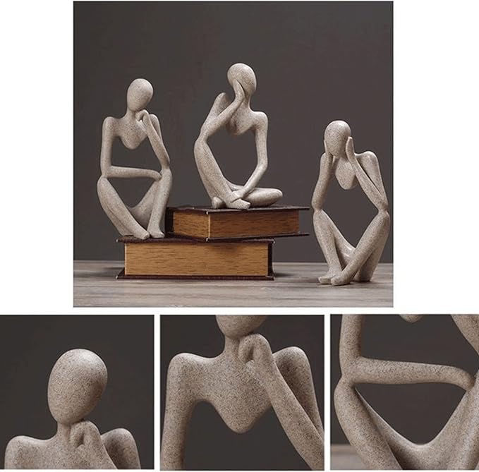 Thinker Statues And Sculptures, Sandstone Resin Thinker Statue Ornaments, Abstract Style Sculptures, Housewarming Gifts, Housewarming Decorations, Living Room Dining Desk Decorations(Middle, Small)