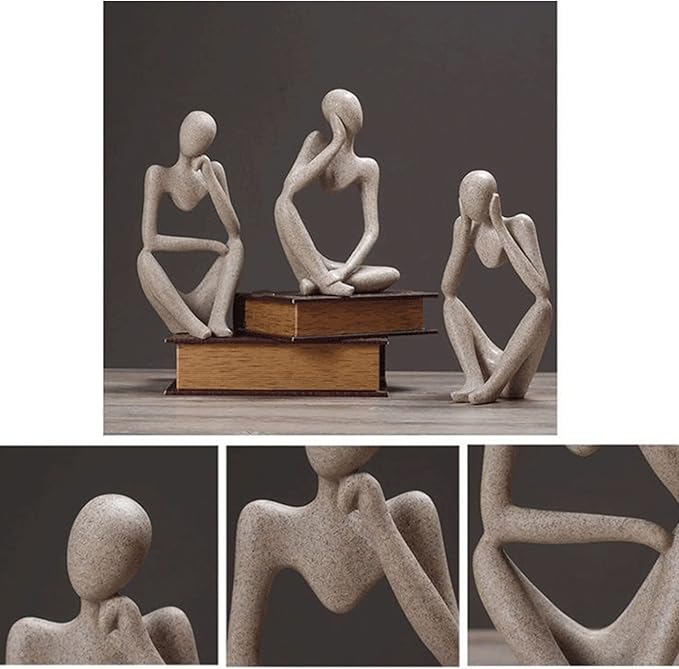 Thinker Statues And Sculptures, Sandstone Resin Thinker Statue Ornaments, Abstract Style Sculptures, Housewarming Gifts, Housewarming Decorations, Living Room Dining Desk Decorations (Right, Small)