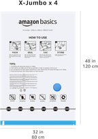 Amazon Basics Vacuum Storage Bags for Blankets, Vacuum Compression Space Saving Storage Bags with Hand Pump for Clothes Packing, X-Jumbo, 4-Pack