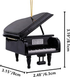 3.15" Wooden String Miniature Grand Piano Hanging Ornament Mini Musical Instrument Replica Music Birthday Gifts Holiday Tree Home Decoration Display Ornament Model (Black, 3.15" Piano)