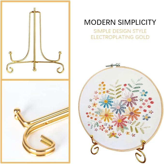 10 Pcs 4 Inch Metal Golden Display Stand, Metal Plate Stands Picture Stands for Display, Picture Holder Stand, Frame Stand