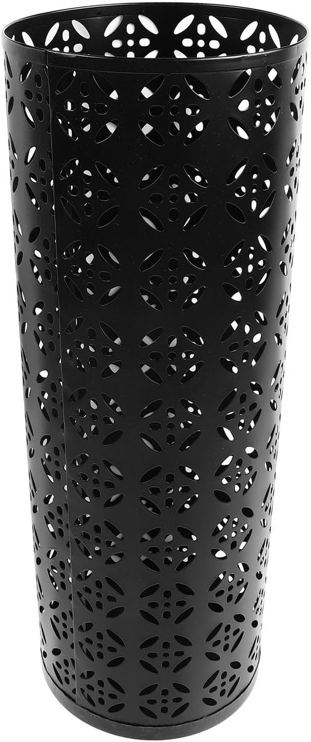 Umbrella Stand, Umbrella Holder for Entryway, Round Proof Hollow Metal Umbrella Holder Bin for Home Entryway (Black)