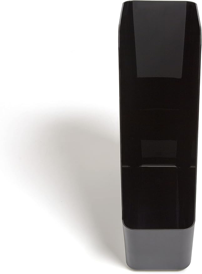TRU RED Plastic Magazine File, Black, 2‑Pack – Vertical Desktop Organizer for Magazines, Folders & Office Documents