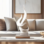 White Decor Modern Flame Statue, Home Decor Abstract Art Flame Statue for Living Room Dining Table Centerpiece Office Desk Coffee Table TV Stand Decoration