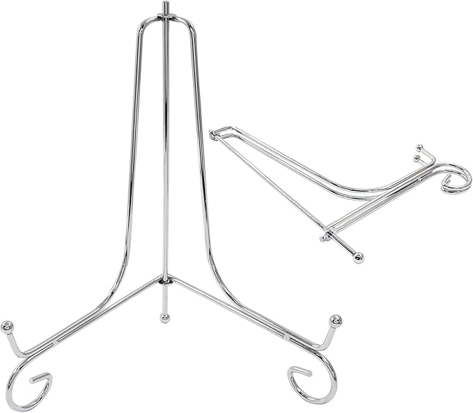 2 Pack Silver Plate Stands for Display 8 Inch， Photo Holder Stand for Picture Frame, Decorative Plates, Book, Photo, Collectibles