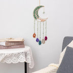 Green Agate Dream Catchers with Crystal Tree of Life Gemstone Dream Catchers Natural Gem Agate Wall Hangings Room Dreamcatchers Decor (Green)