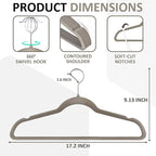 ELONG HOME Velvet Hangers - 50 Pack, Grey Slim Felt Hangers with 360 Swivel Hook, Non-Slip Heavy Duty for Coats & Pants