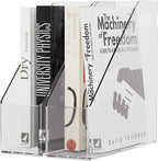 Magazine Holder, Clear Plastic Vertical File Magazine Organizer, Desktop File Magazine Book Storage Shelf for Office Desk (2PCS), 10.6x9.8x3.1 Inch
