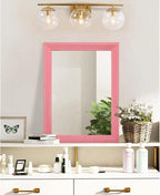 AAZZKANG Rectangle Mirror with Wood Frame Modern Farmhouse Wall Mirrors Decor Large 20"x16" for Bedroom Bathroom Living Room Pink