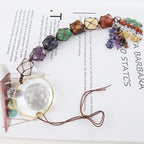 Handmade Crystal Window Car Hanging Ornaments 7 Chakra Home Decoration Feng Shui Ornament Yoga Meditation Car Decoration Tumbled Palm Stones (Crystal)
