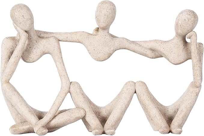 BMLCGJ Thinker Statue Gold Decor Abstract Art Sculpture, Golden Resin Collectible Figurines for Home Living Room Office Shelf Decoration,Great Gifts Ideas (Conjoined Body-Sandstone)