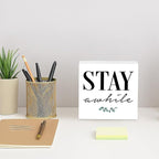 Rustic Farmhouse Home Wooden Signs, Stay Awhile Sign, Living Room Decor, Farmhouse Style Quality Print, Home Desk Decoration, Housewarming Gift, Box Sign Decor Tabletop, 5.1x5.1inches