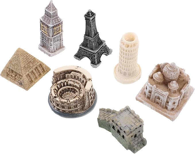 HANABASS 7pcs Miniature London Model Resin Architecture Model Kit Home Decorative Building Sculpture London Decor Architecture Brick