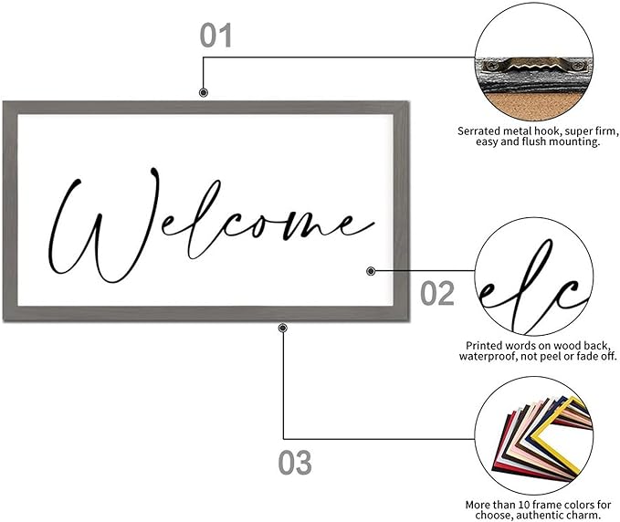 Life Positive Quote Wood Sign with Bible Verse Welcome Gray Frame Wooden Plaque Birthday Housewarming Gift for New Home Cafe Bar Farmhouse Porch Garden Yard Cottage Wall Decor 12x22in