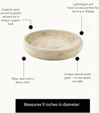 BOLTCORRSE Wooden Decorative Bowl – Hand Carved Natural Wood Fruit Bowl, Rustic Farmhouse Dough Bowl Decor, Wooden Serving Bowl for Coffee Table, Entryway Key Bowl or Kitchen Centerpiece