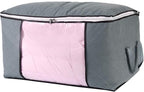 combocube Comforter Storage Bag, Zippered Bag with Large Clear Window and Carry Handles, Space Saver Organizers for Closet, Blanket, Pillow, Quilt, Bedding, Clothes (4Pcs Grey Large)