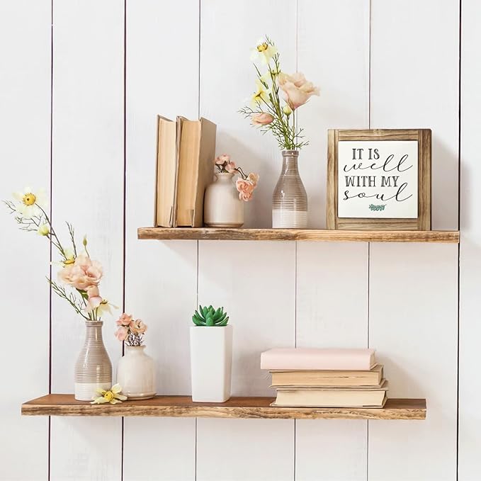 Positive Decor Sign, Farmhouse Desk Signs, Home Decor for Living Room, Bedroom Decoration for Shelf Counter, Calm Down Corner Decors, Spiritual Gift, It Is Well With my Soul Sign, 5.9×5.9 inches