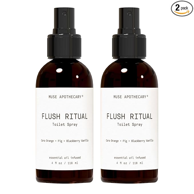 Muse Apothecary Flush Ritual - Aromatic & Refreshing Toilet Spray, Use Before You Go, 4 oz, Infused with Natural Essential Oils - Cara Orange + Fig + Blackberry Vanilla, 2 Pack
