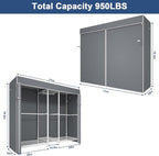 Ulif E12C Pro Heavy Duty Closet Organizer System，Freestanding Clothing Racks for Hanging Clothes，Adjustable Garment Rack 71"W x 16"D x 76.5"H Hold 960lbs，White Clothing Rack with Grey Dustproof Cover