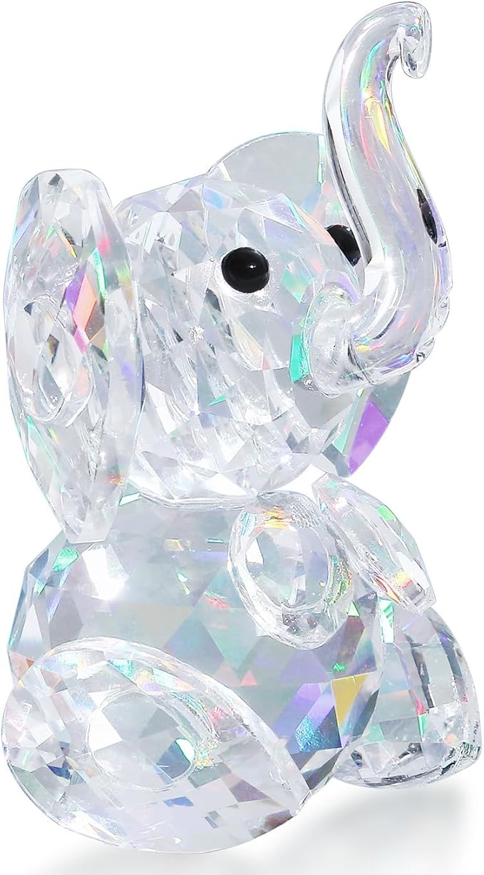 DUQGUHO Crystal Elephant Gifts for Women - Cute White Decor, Glass Figurine, Inspirational Gift for Mom - Home Animal Ornament Statue
