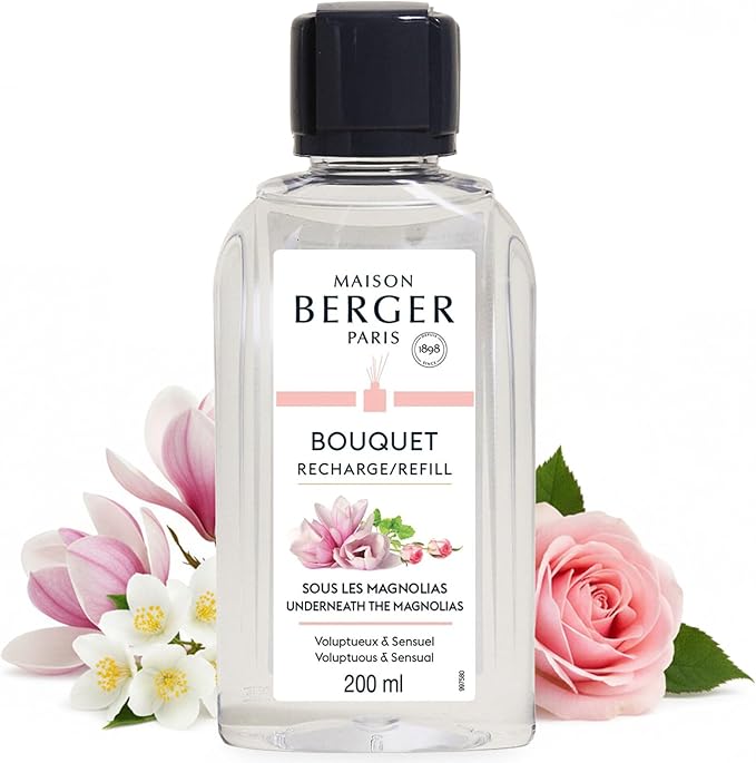 Maison Berger - Underneath The Magnolias - Air Freshener - Fragrance Refill for Reed Sticks and Ceramic Diffuser - 6.76 Fluid Ounces - 200 Milliliters