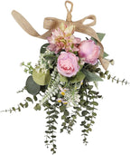 Artificial Floral Teardrop Swag Garland Hanging Flower Teardrop Wreath for Wedding, Purple