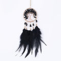 Pretty Jolly Small Tree of Life Crystal Stone Dream Catchers Black Feathers Mini Dreamcatchers for Cars Rear View Mirror Hanging Decoration Good Luck Travel Charm Bedroom Ornaments for Women Girls