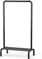 Simple Houseware 30 Inch Narrow Freestanding Garment Rack with Storage Shelf – Slim & Space-Saving Closet Organizer, Black
