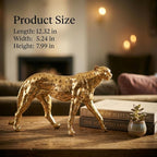 Gold Cheetah Statue Home Decor Modern Resin Leopard Sculpture Geometric Animal Figurine for Living Room Office Tabletop Centerpiece, Large 12.4"