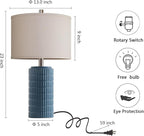 AIEAMPDO 23" Set of 2 Farmhouse Ceramic Table Lamps for Living Room | Rustic Nightstand Lamps For Bedroom, Office, Dorm And Hallway, 2 LED Bulbs Included
