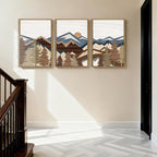 BINCUE Large Mountain Wall Art Vintage Mountains Wall Decor Framed Landscape Artwork Rustic Mountain Art Prints Farmhouse Landscape Wall Pictures for Living Room Bedroom Office Farmhouse 16x24 Inch Set of 3