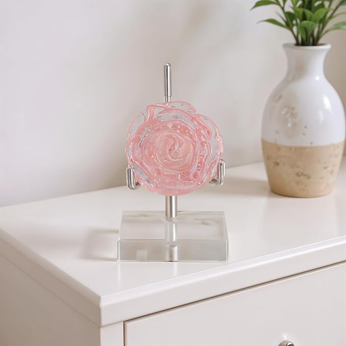 16Pcs Adjustable Metal Arm Display Stand with Acrylic Base Display,Easel Holder for Rock Mineral Agate Fossil Coral Crystal Geodes Picture Decorative(Silver,1.96x1.96x3.22In)