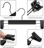 Clothes Pants Hangers, Space-Saving Skirt Holders with 360 ° Swivel Hooks, Adjustable Clips, Trouser Hangers, Clothes Coat Garment Jeans Hangers (20 Pack, Black)