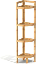 2026 New Bamboo Standing Shelf, 4 Tier Corner Shelf Stand, Free-Standing Shelf Units, Triangular Curved Corner Shelf Stand for Space-Saving Display Ideal for Bathroom/Kitchen/Living Room Storage