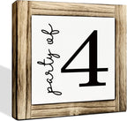 Party of 4 Signs, Family Signs Decor, Box Sign Wood Desk Sign Decor, Farmhouse Wood Decoration, Home Decor for Living Room, Party Decors Accessories, Decorative Wooden Table Signs, 5.9×5.9 inches