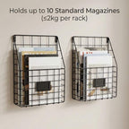 QWORK Metal Wire Wall Mounted File Organizer – 2 Pack Fits A4 & Letter Size, Space-Saving Storage for Office, Home & Entryway