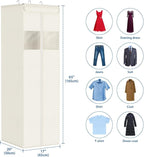 Zilink Long Dress Bag for Hanging Clothes 65" Dress Bags for Gowns Long with Clear Window Space Saving Dress Storage Bags Hanging for Long Dresses, Winter Coat, Trousers, Fur, Beige