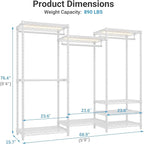 VIPEK V5L Garment Rack Heavy Duty Clothes Rack with Dimmable LED Lights, 3000K Warm White, Portable Closet Wardrobe Freestanding Metal Clothing Rack for Hanging Clothes, Max Load 890lbs, White