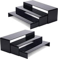ANDGOO 6Pcs Large Acrylic Risers, 2 Set(11.2”L~11.6”L~12”L) Black Rectangular Showcase Collectibles Display Shelf, Retail Desktop Display Stand for Organize and Decoration