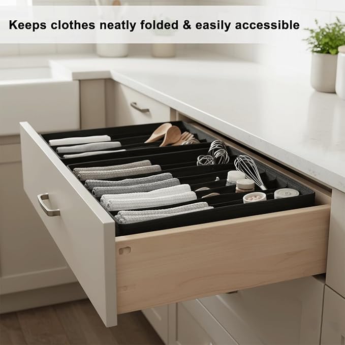 Drawer Organizer Clothes -3 Pcs T shirt organizer Multipurpose Dresser Drawer Organizer for Adults & Kids, Closet Foldable 12 Cells per Organizer - Closet Organizers & Storage, Shirt Folder - Black