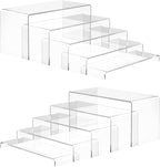 ANDGOO 10 Pack Large Acrylic Display Stands, 2 Set(10”L~11”L~12”L) Perfume Stand Organizer, Clear Cupcake Stand, Display Risers for Retail Stores Special Events Exhibitions Home Decoration