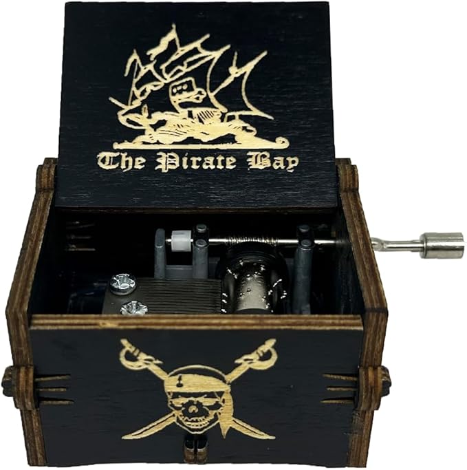 Youtang Pirates of The Caribbean Music Box Hand Crank Musical Box Carved Wooden,Play (Davy Jone's Theme, Black)