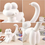 Cute Balloon Cat Statue Decor - 7.8 Inch Modern Cat Statue Ornament, Home Crafts Living Room Desktop Bedroom Sculpture Decoration (White)